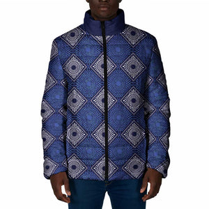 Indigo Diamond African Ankara Pattern Padded Jacket