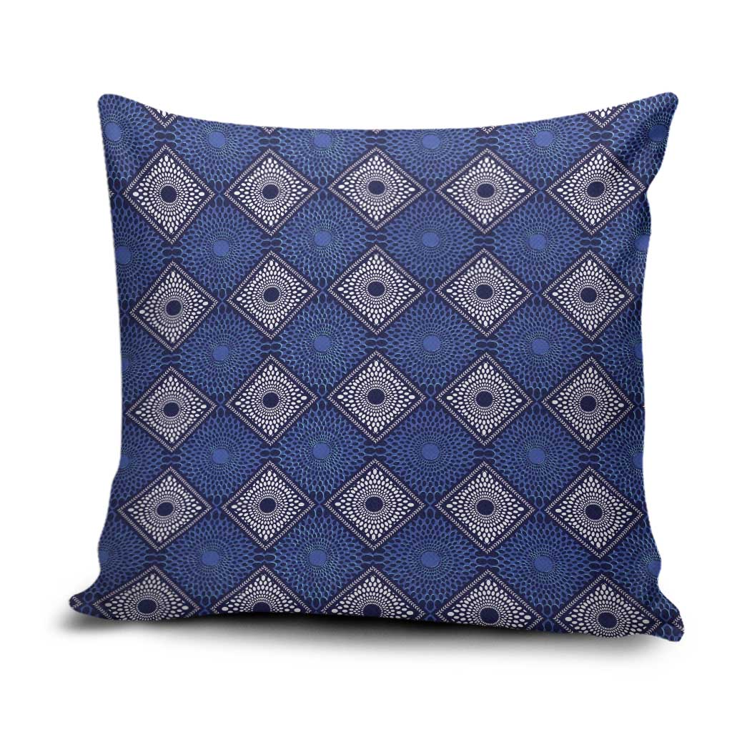 Indigo Diamond African Ankara Pattern Pillow Cover