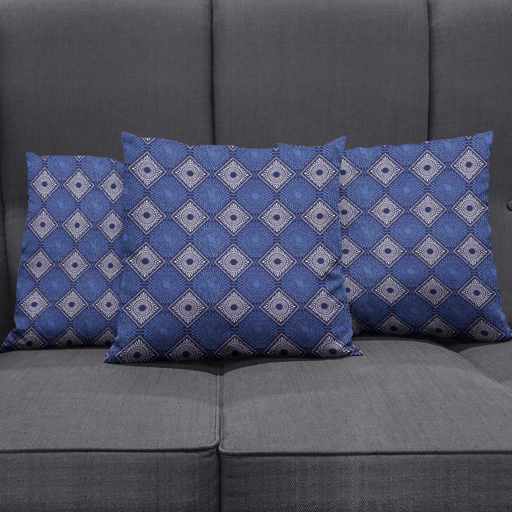 Indigo Diamond African Ankara Pattern Pillow Cover