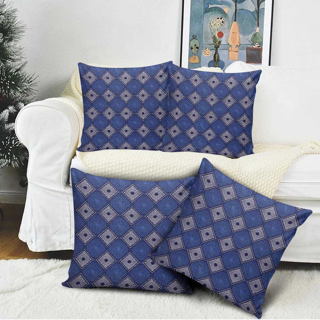 Indigo Diamond African Ankara Pattern Pillow Cover
