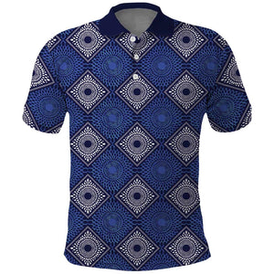 Indigo Diamond African Ankara Pattern Polo Shirt