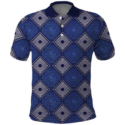 Indigo Diamond African Ankara Pattern Polo Shirt
