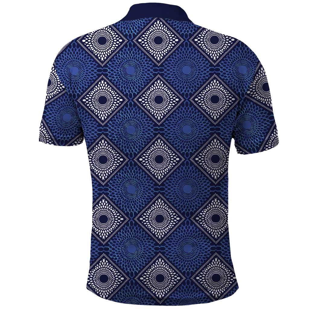 Indigo Diamond African Ankara Pattern Polo Shirt