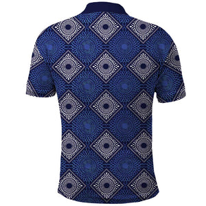 Indigo Diamond African Ankara Pattern Polo Shirt
