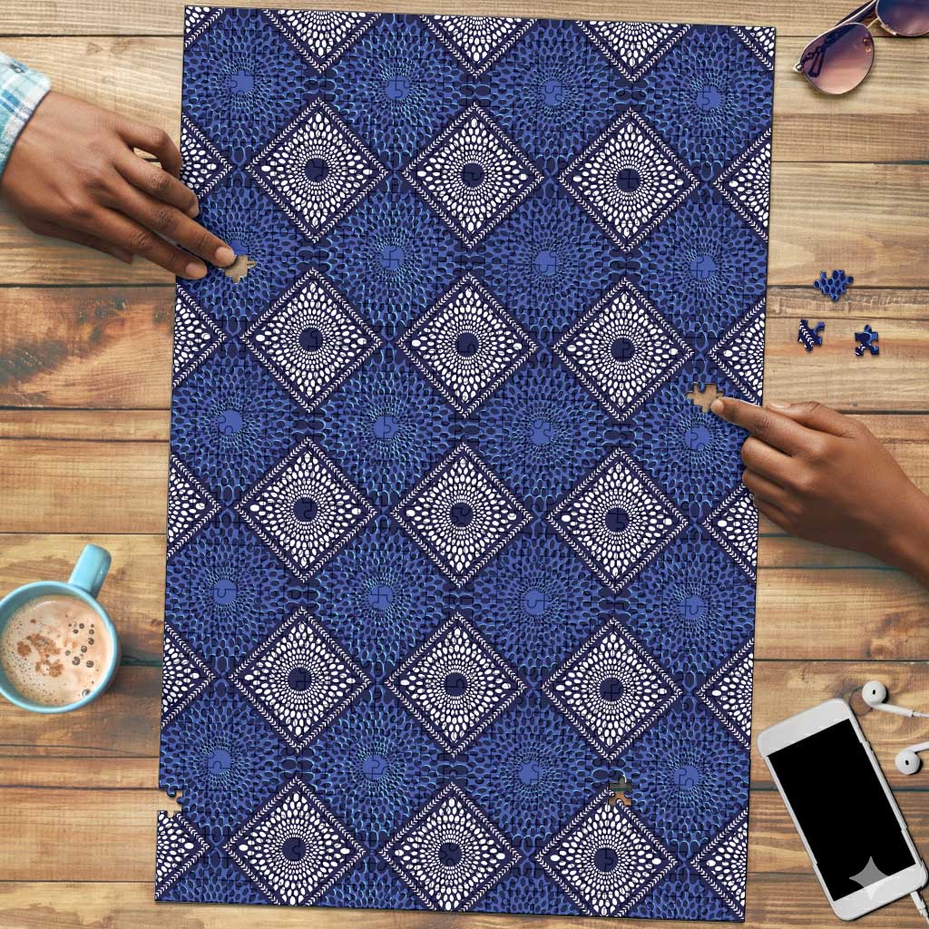 Indigo Diamond African Ankara Pattern Puzzle