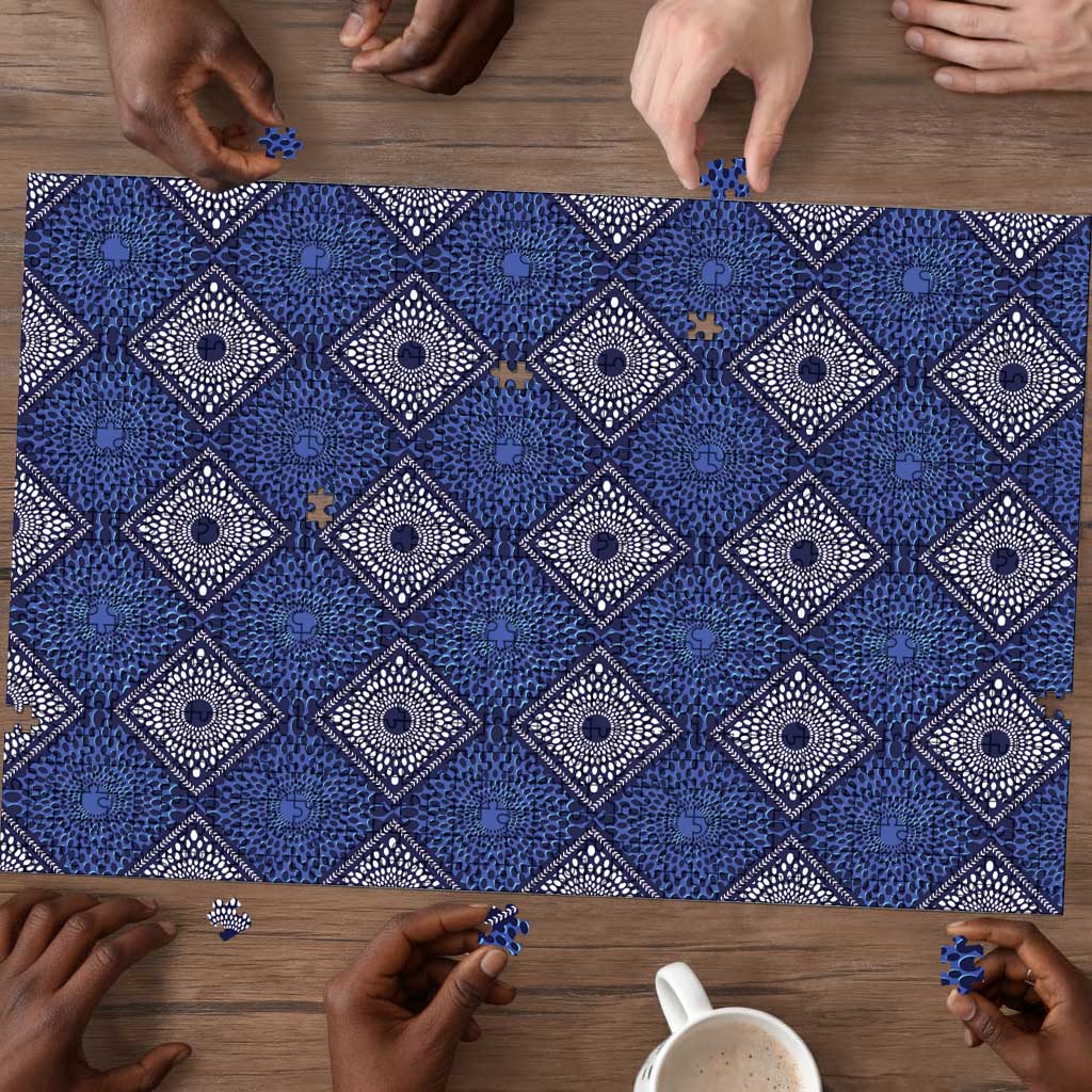Indigo Diamond African Ankara Pattern Puzzle