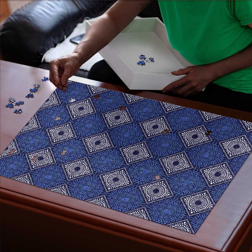 Indigo Diamond African Ankara Pattern Puzzle