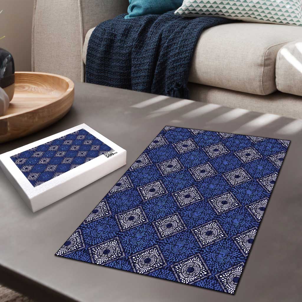Indigo Diamond African Ankara Pattern Puzzle