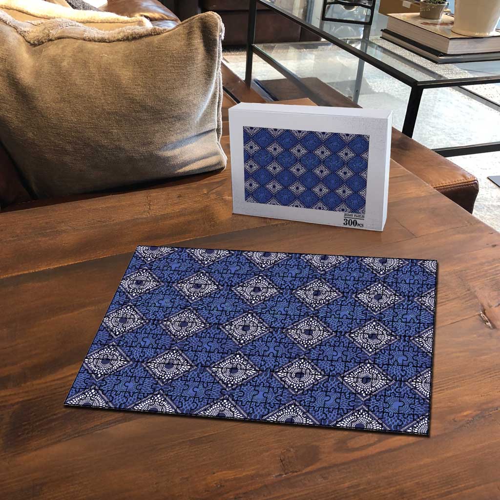 Indigo Diamond African Ankara Pattern Puzzle