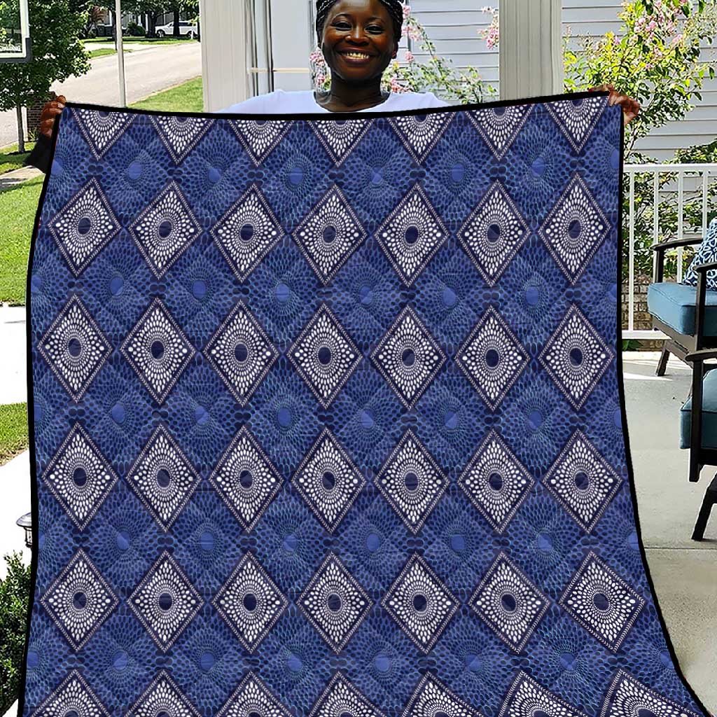 Indigo Diamond African Ankara Pattern Quilt