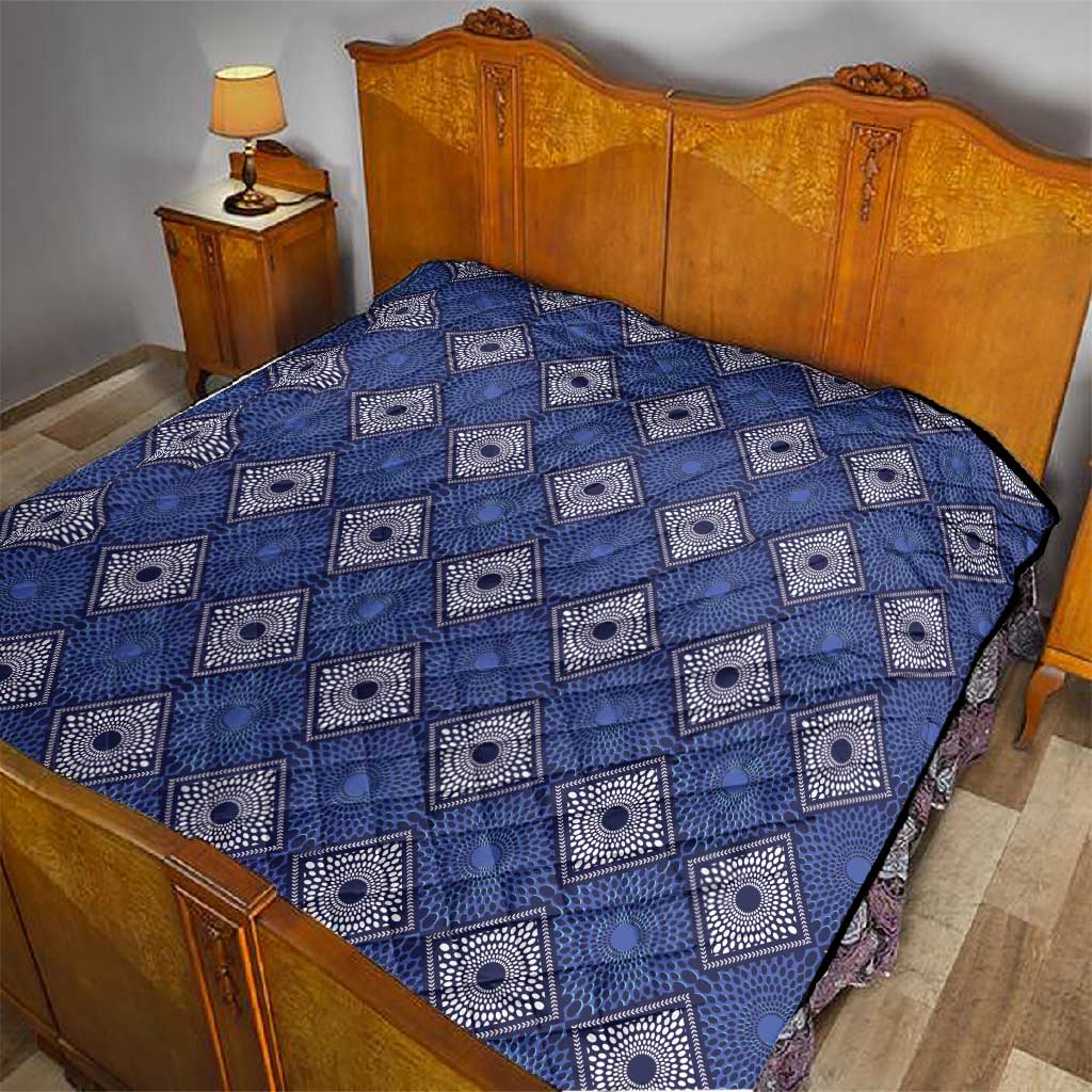 Indigo Diamond African Ankara Pattern Quilt
