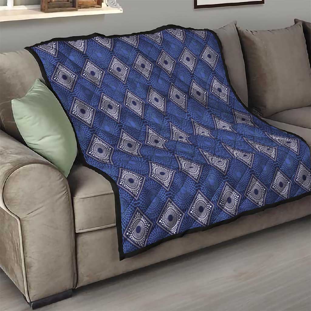 Indigo Diamond African Ankara Pattern Quilt