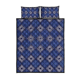 Indigo Diamond African Ankara Pattern Quilt Bed Set