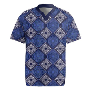 Indigo Diamond African Ankara Pattern Rugby Jersey