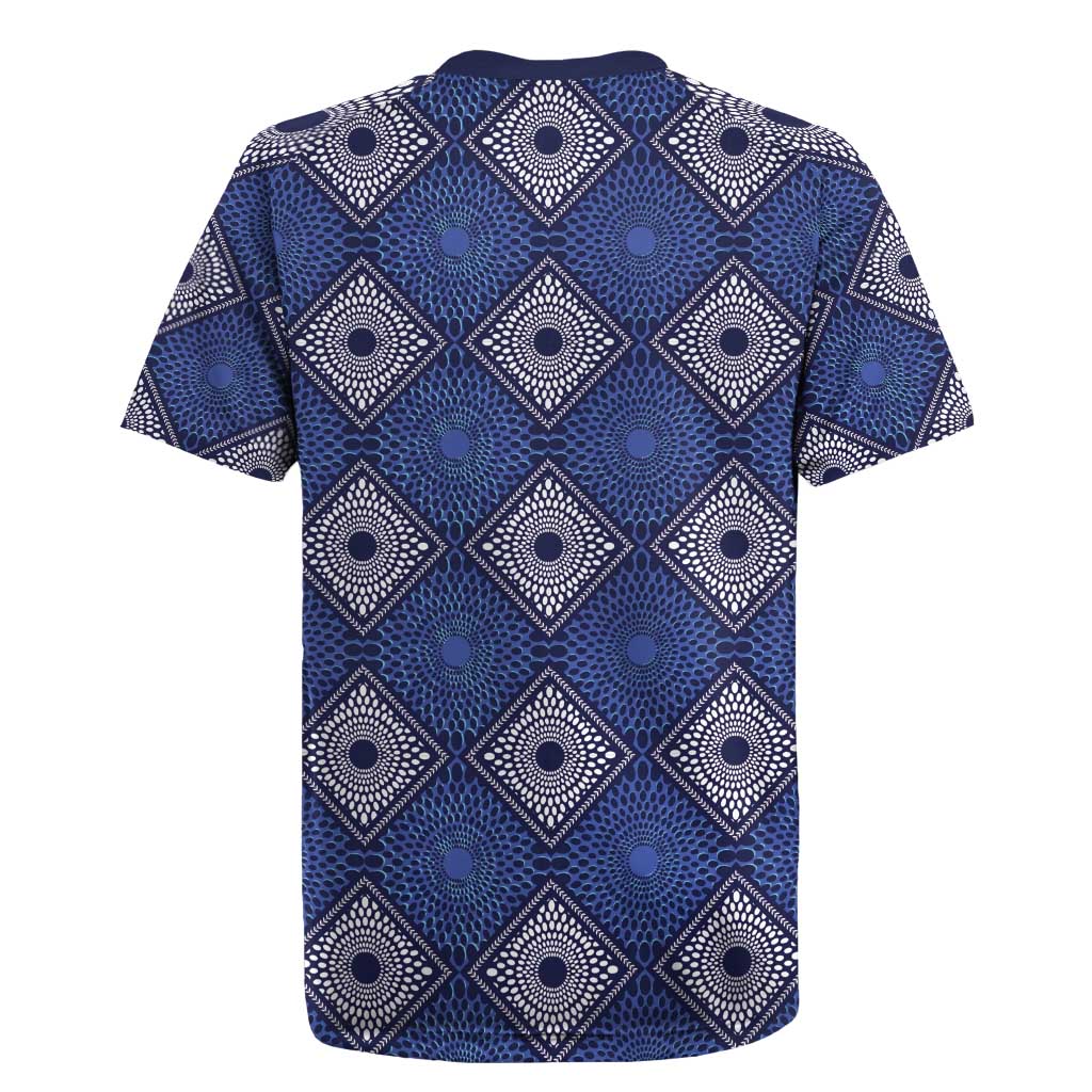 Indigo Diamond African Ankara Pattern Rugby Jersey