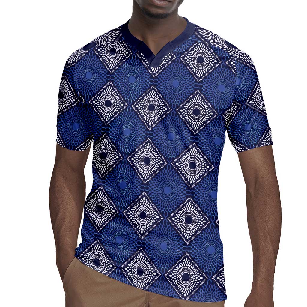 Indigo Diamond African Ankara Pattern Rugby Jersey