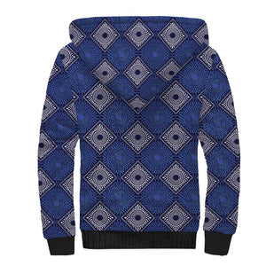 Indigo Diamond African Ankara Pattern Sherpa Hoodie