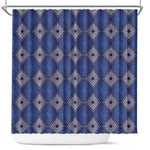 Indigo Diamond African Ankara Pattern Shower Curtain