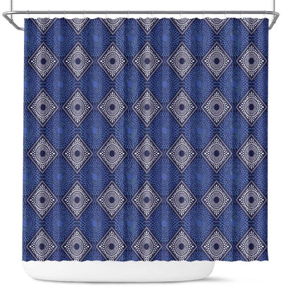 Indigo Diamond African Ankara Pattern Shower Curtain