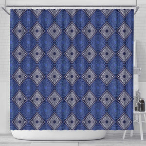 Indigo Diamond African Ankara Pattern Shower Curtain