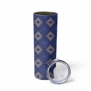 Indigo Diamond African Ankara Pattern Skinny Tumbler