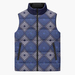 Indigo Diamond African Ankara Pattern Sleeveless Puffer Jacket