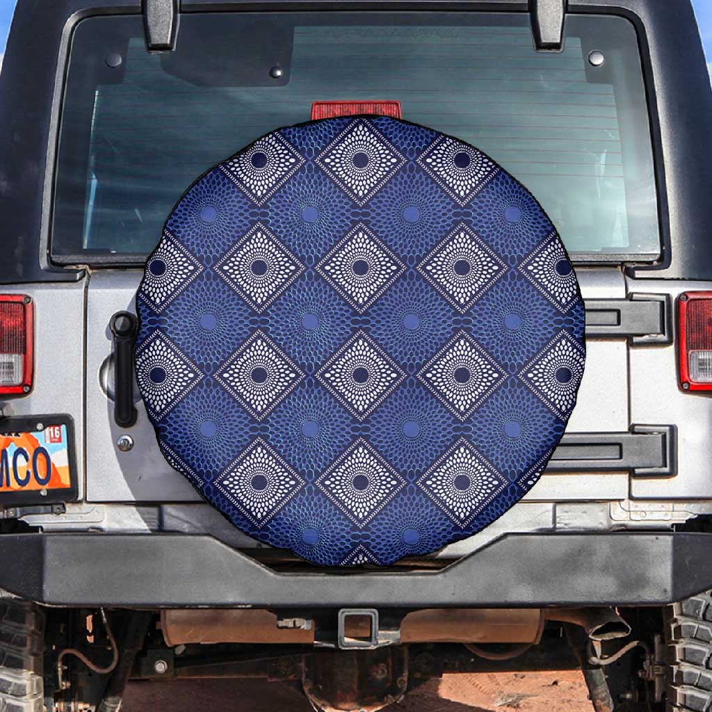 Indigo Diamond African Ankara Pattern Spare Tire Cover