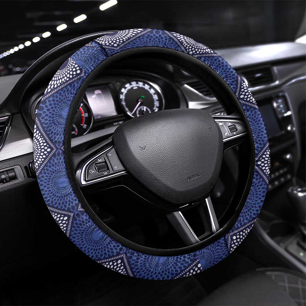 Indigo Diamond African Ankara Pattern Steering Wheel Cover