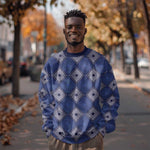 Indigo Diamond African Ankara Pattern Sweatshirt