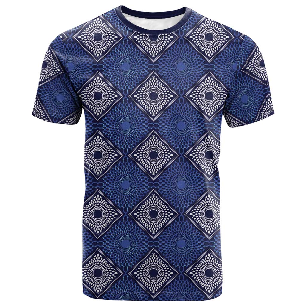 Indigo Diamond African Ankara Pattern T shirt