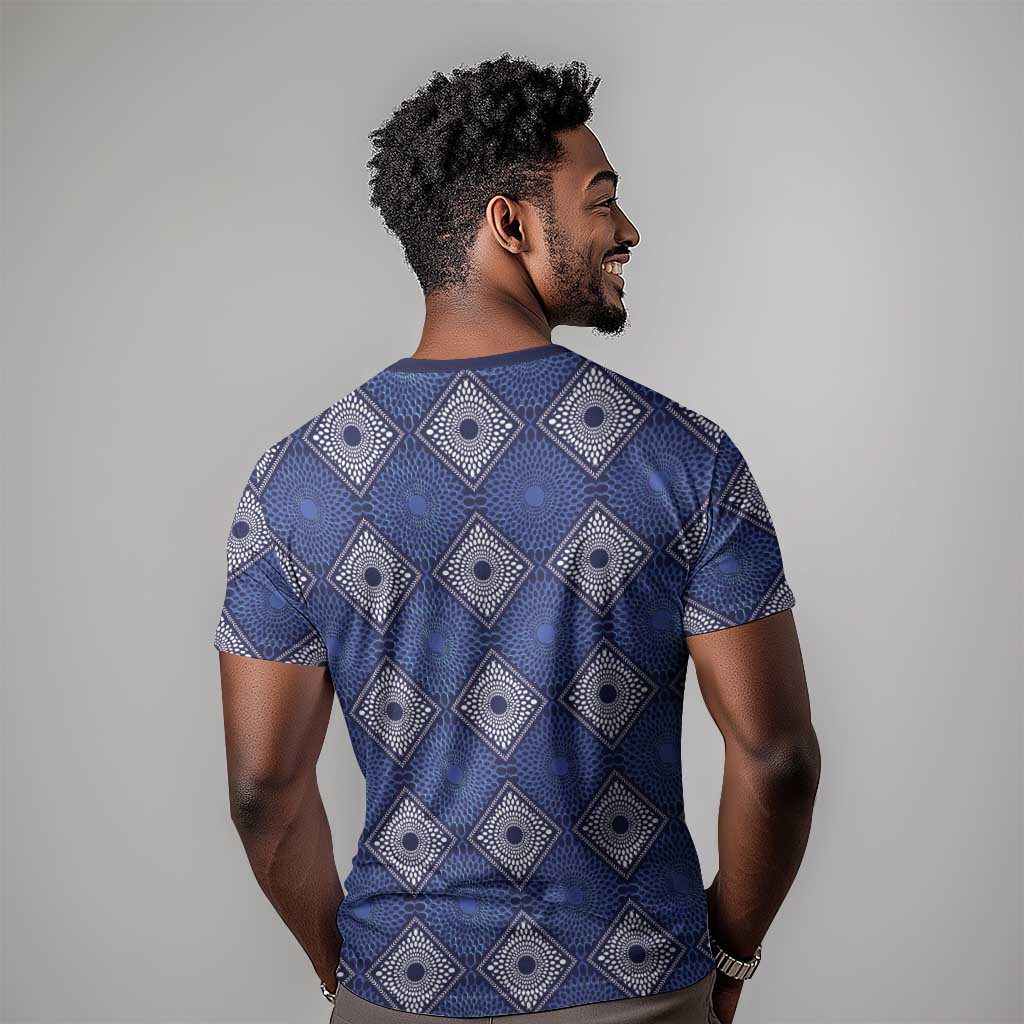 Indigo Diamond African Ankara Pattern T shirt