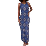 Indigo Diamond African Ankara Pattern Tank Maxi Dress