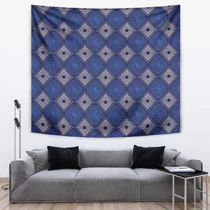 Indigo Diamond African Ankara Pattern Tapestry