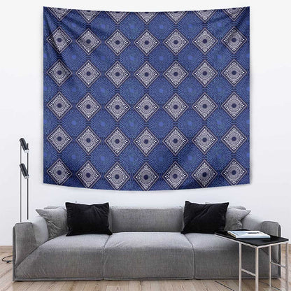 Indigo Diamond African Ankara Pattern Tapestry