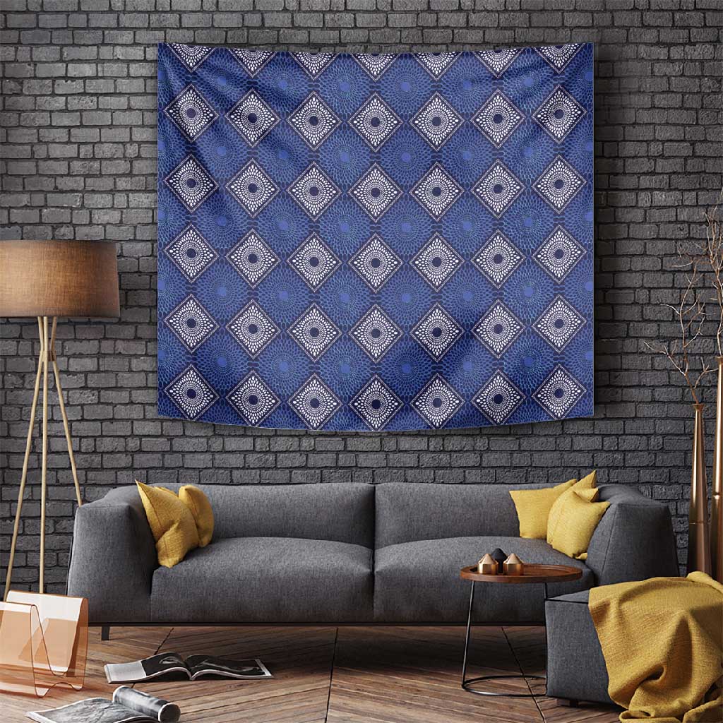 Indigo Diamond African Ankara Pattern Tapestry