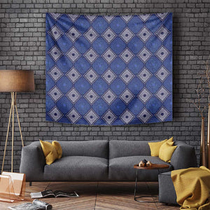 Indigo Diamond African Ankara Pattern Tapestry