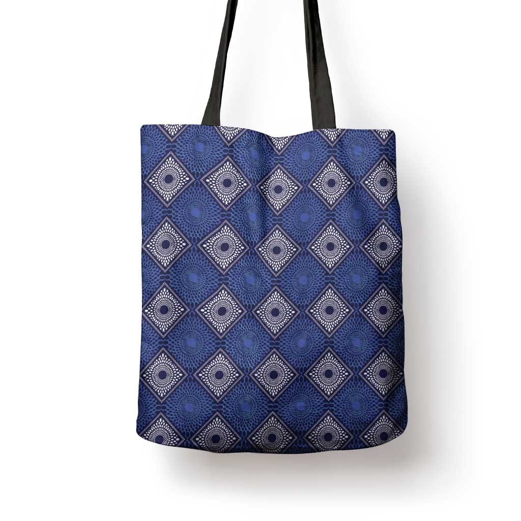 Indigo Diamond African Ankara Pattern Tote Bag