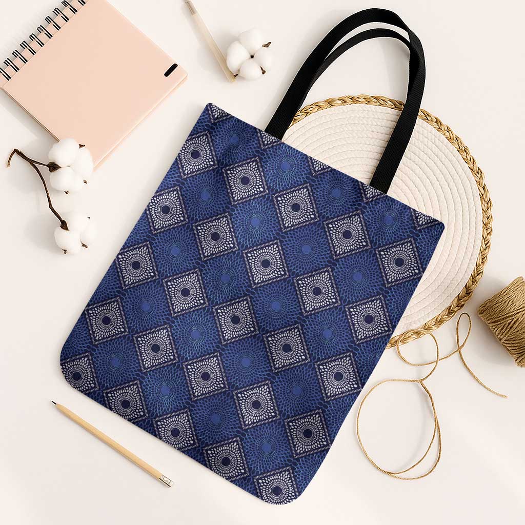 Indigo Diamond African Ankara Pattern Tote Bag