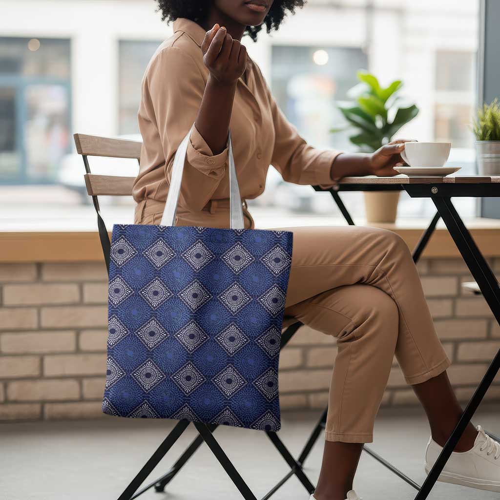 Indigo Diamond African Ankara Pattern Tote Bag