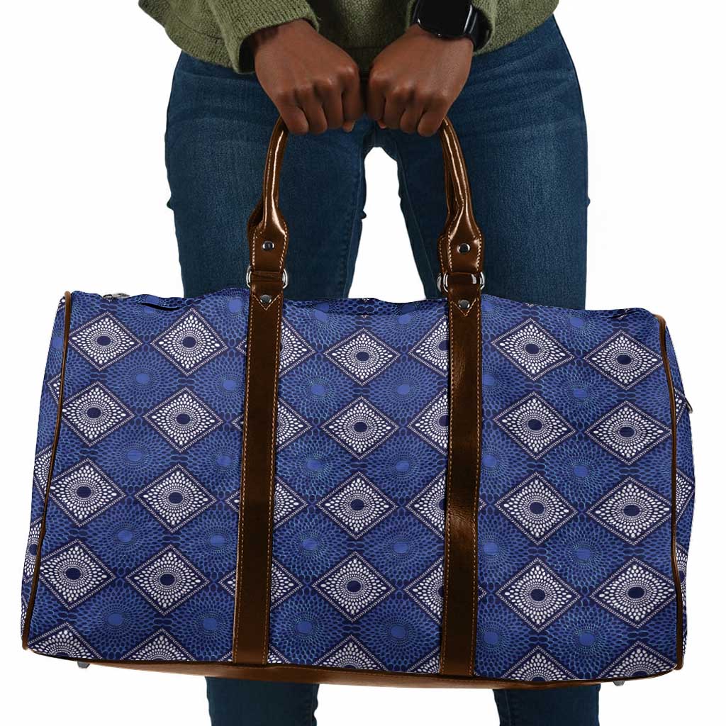 Indigo Diamond African Ankara Pattern Travel Bag