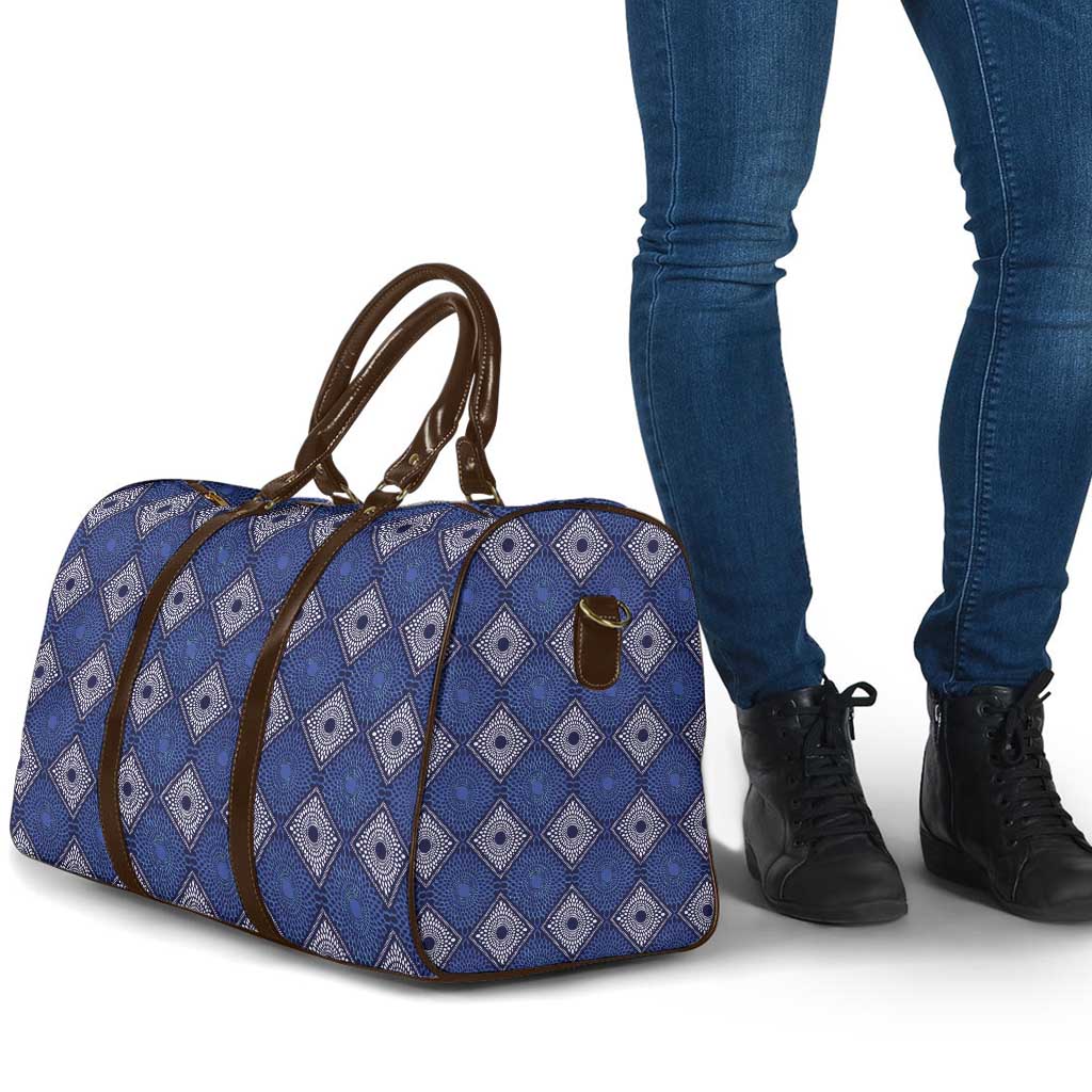 Indigo Diamond African Ankara Pattern Travel Bag