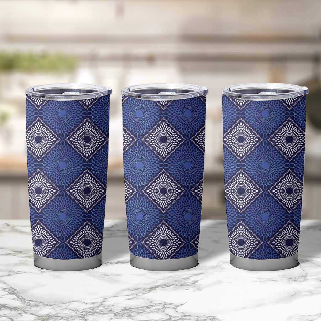 Indigo Diamond African Ankara Pattern Tumbler Cup