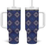 Indigo Diamond African Ankara Pattern Tumbler With Handle