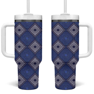 Indigo Diamond African Ankara Pattern Tumbler With Handle