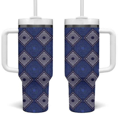 Indigo Diamond African Ankara Pattern Tumbler With Handle