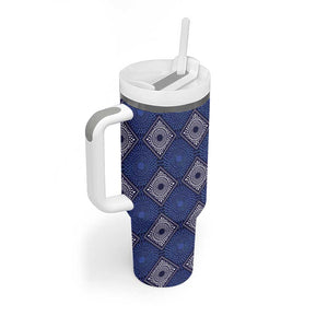 Indigo Diamond African Ankara Pattern Tumbler With Handle