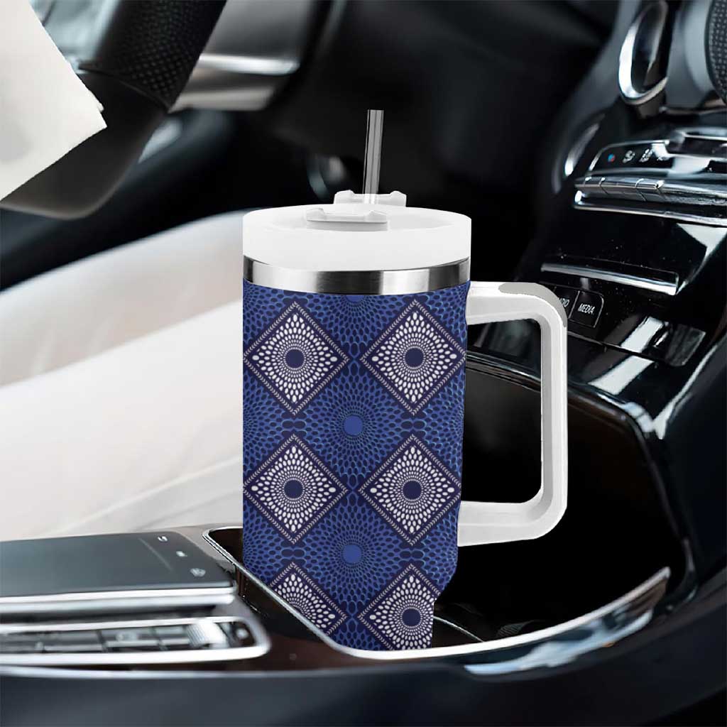 Indigo Diamond African Ankara Pattern Tumbler With Handle