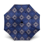 Indigo Diamond African Ankara Pattern Umbrella