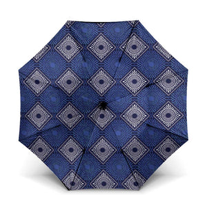 Indigo Diamond African Ankara Pattern Umbrella