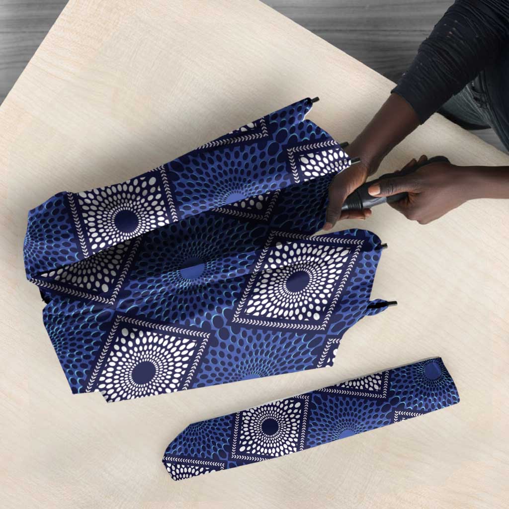 Indigo Diamond African Ankara Pattern Umbrella